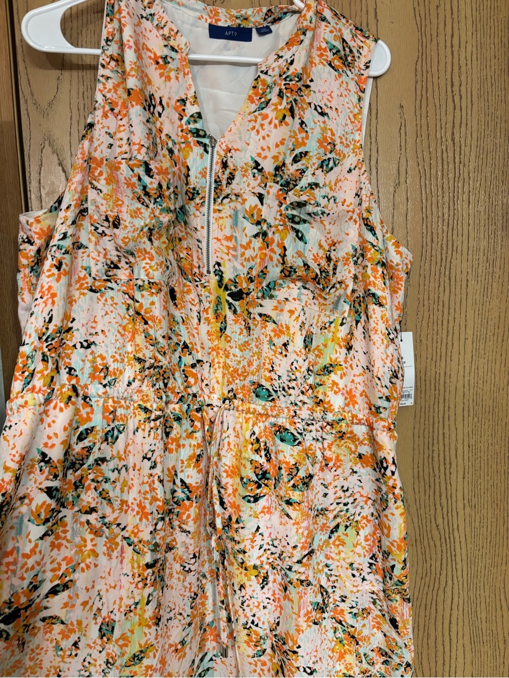 Apt. 9 Floral Sleeveless Zip-Front Dress in Peach, Orange & Teal